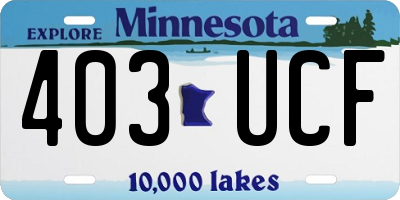 MN license plate 403UCF