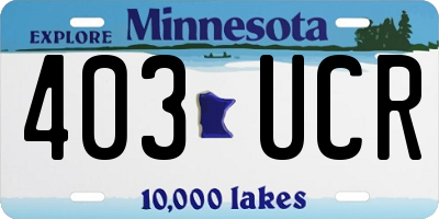 MN license plate 403UCR