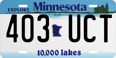 MN license plate 403UCT