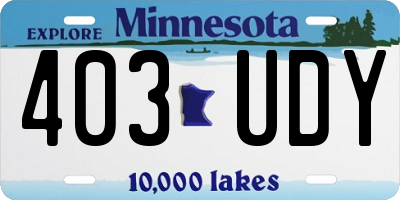 MN license plate 403UDY