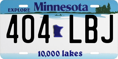 MN license plate 404LBJ