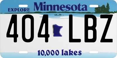 MN license plate 404LBZ
