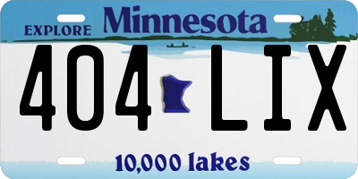 MN license plate 404LIX