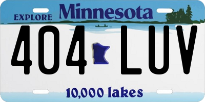 MN license plate 404LUV