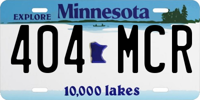 MN license plate 404MCR