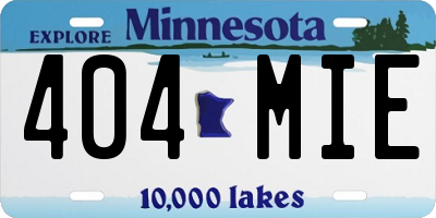 MN license plate 404MIE