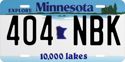 MN license plate 404NBK