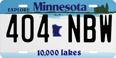MN license plate 404NBW