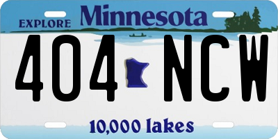 MN license plate 404NCW