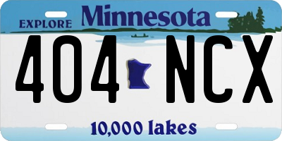 MN license plate 404NCX