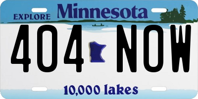 MN license plate 404NOW