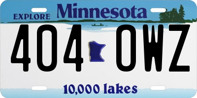 MN license plate 404OWZ