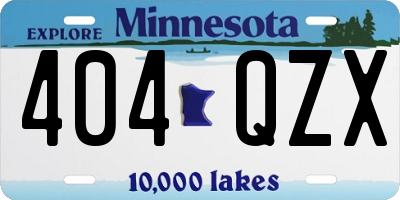 MN license plate 404QZX