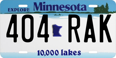 MN license plate 404RAK