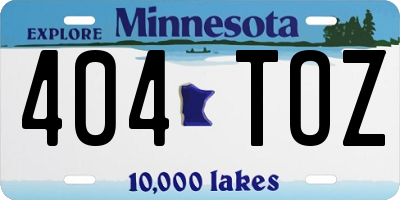 MN license plate 404TOZ