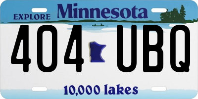 MN license plate 404UBQ