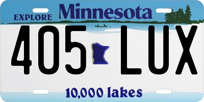 MN license plate 405LUX