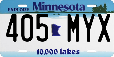 MN license plate 405MYX