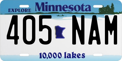 MN license plate 405NAM