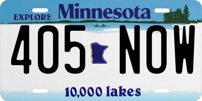 MN license plate 405NOW