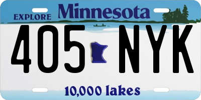 MN license plate 405NYK