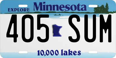 MN license plate 405SUM