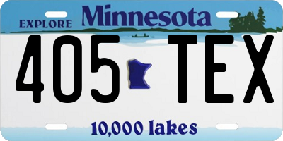 MN license plate 405TEX