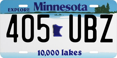 MN license plate 405UBZ