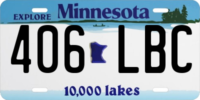 MN license plate 406LBC