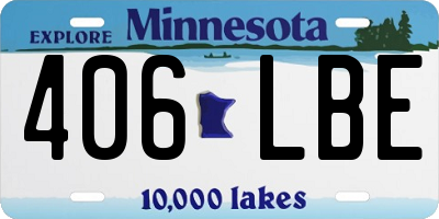 MN license plate 406LBE