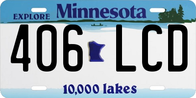 MN license plate 406LCD