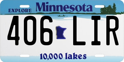 MN license plate 406LIR
