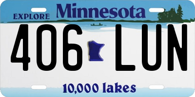 MN license plate 406LUN