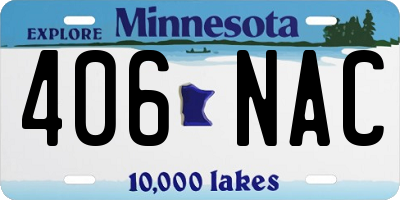 MN license plate 406NAC