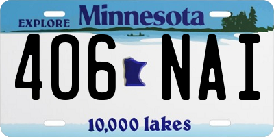 MN license plate 406NAI