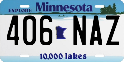 MN license plate 406NAZ