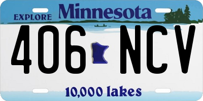 MN license plate 406NCV
