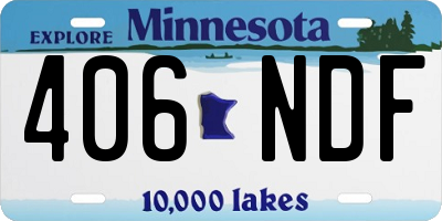 MN license plate 406NDF