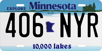 MN license plate 406NYR