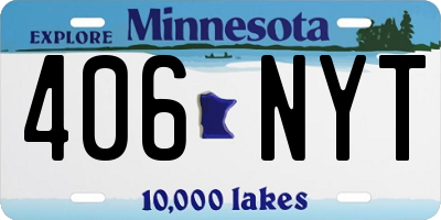 MN license plate 406NYT