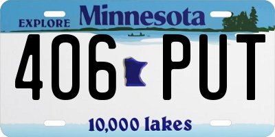 MN license plate 406PUT