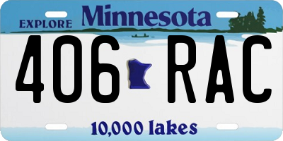MN license plate 406RAC