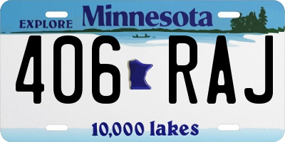 MN license plate 406RAJ