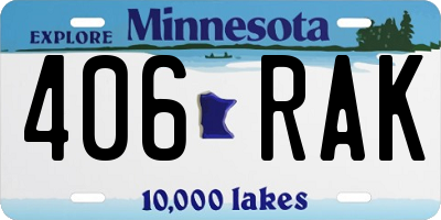 MN license plate 406RAK