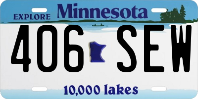 MN license plate 406SEW