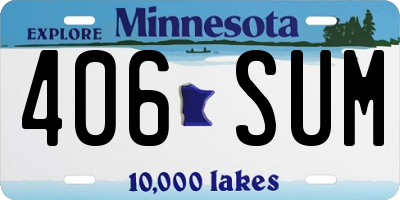 MN license plate 406SUM