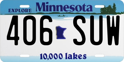 MN license plate 406SUW