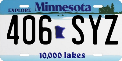 MN license plate 406SYZ