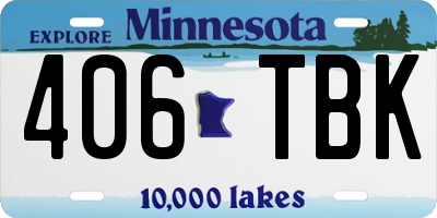 MN license plate 406TBK