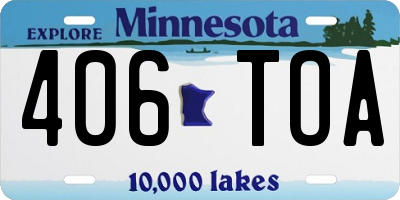 MN license plate 406TOA
